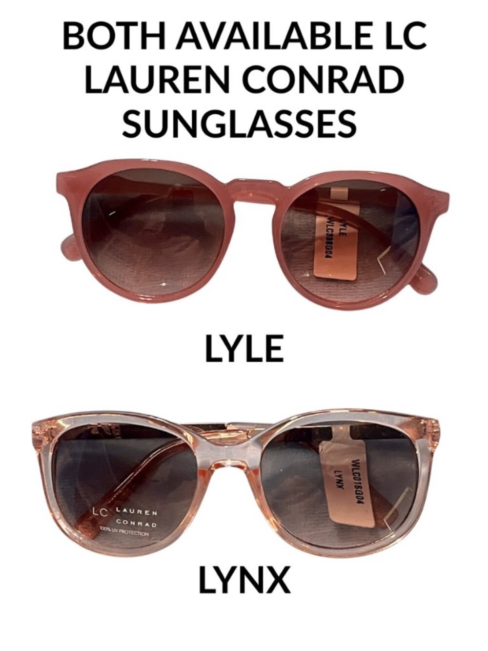 NEW Round Women's LC Lauren Conrad Sunglasses, salmon / pink frame LYLE - Picture 8 of 8